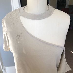 One of a Kind Shredded off Shoulder Tee